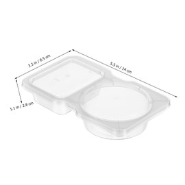 Garneck 20 Pcs Double Compartment Condiment Containers Transparent Portion Cups Dressing Containers Plastic Sauce Seasoning Cups With Lids for Sampling Travel Snack