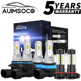 AUIMSOCO For GMC Sierra 1500 2500 3500 2007-2013 White LED Car Lights+Fog Light Bulbs Kit