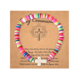 First Communion Gifts for Women Bestie Cross Bracelet for Daughters Christmas Birthday Gift for Granddaughter Christian Baptism Gifts for Sisters Friends 1st Communion Bracelet for Women