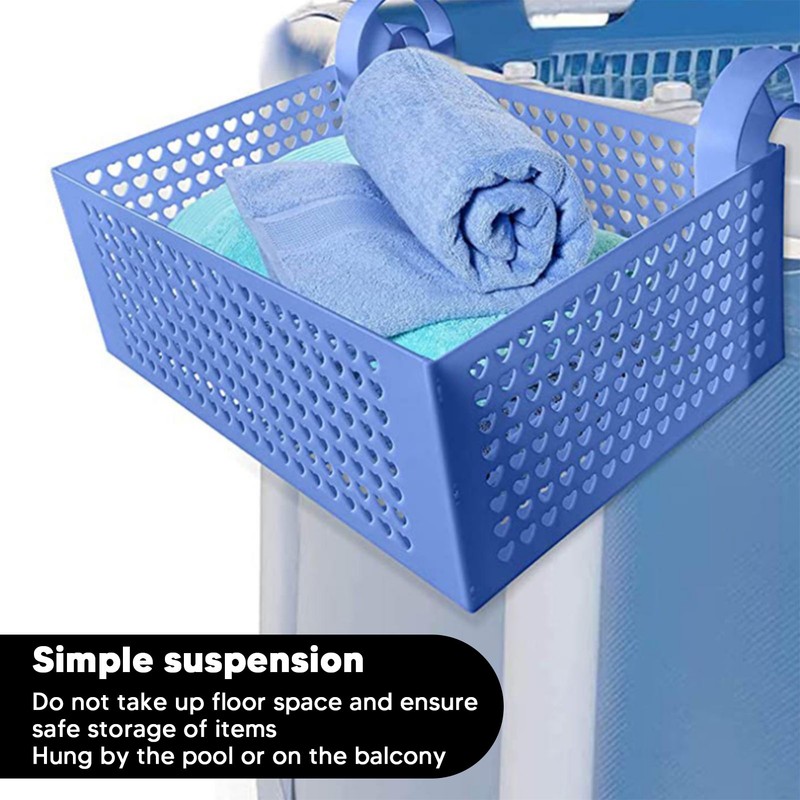 Pool Hanging Storage Basket Adjustable Support Rods Removable Toy Basket