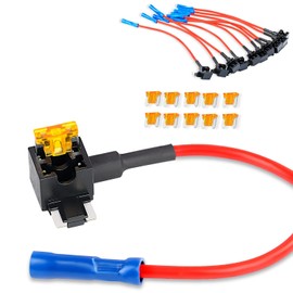 10 Pack 12V 50038R Car Add-a-circuit Fuse TAP Adapter with 5 Amp Low Profile Mini Blade Fuse Set for Cars Boats Trucks,Blue, Orange,Red, Black