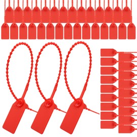 Cozy Core Plastic Tamper Proof Seals, 250mm Disposable Self-Locking Zip Ties for Fire Extinguishers, Pull Tite Security Tags (Red) (50 Pack)