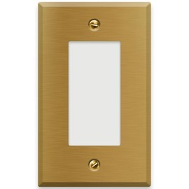 1-Gang Brass Outlet Cover, Satin Brass Decorative Outlet Covers, Standard Size 4.5" x 2.76", Rocker Switch Cover and GFCI Outlet Plate, Gold Light Switch Covers, Brass Switch Plate Covers, Made in USA