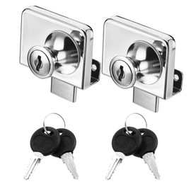 Vin Beauty 2 Pcs Glass Cabinet Locks, Stainless Steel, Mortise Lock, Cabinet and Furniture Locks, Silver