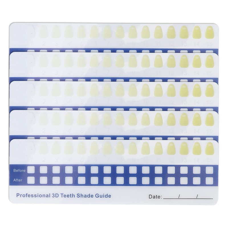 5pcs Teeth Whitening Shade Guide, Tooth Shade Chart Comparing Card,