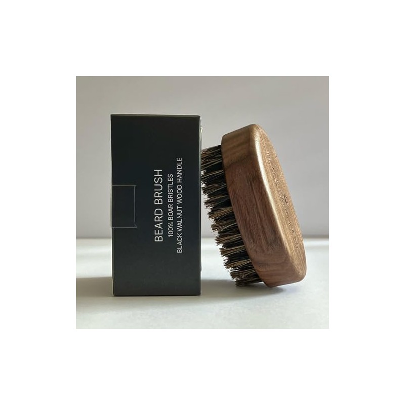 100% Boar Bristle Travel Beard Brush for Men – Black