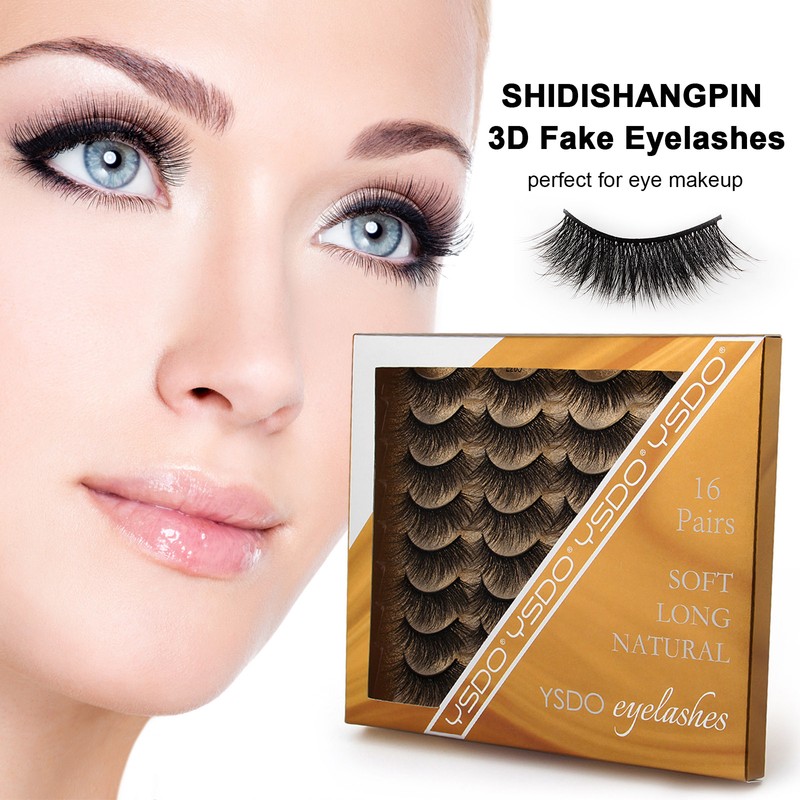SHIDISHANGPIN 16 Pairs 3D Fake Eyelashes False Eyelashes for Eye
