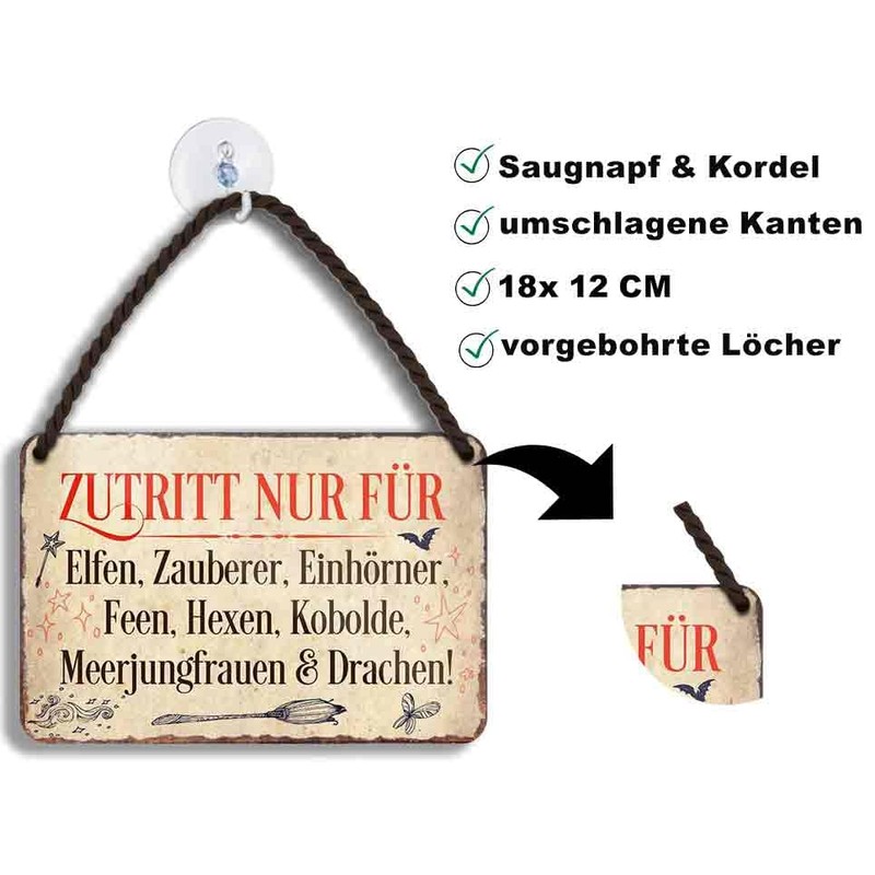 schilderkreis24 - Fantastic Hanging Tin Sign: Magic Access Restriction for