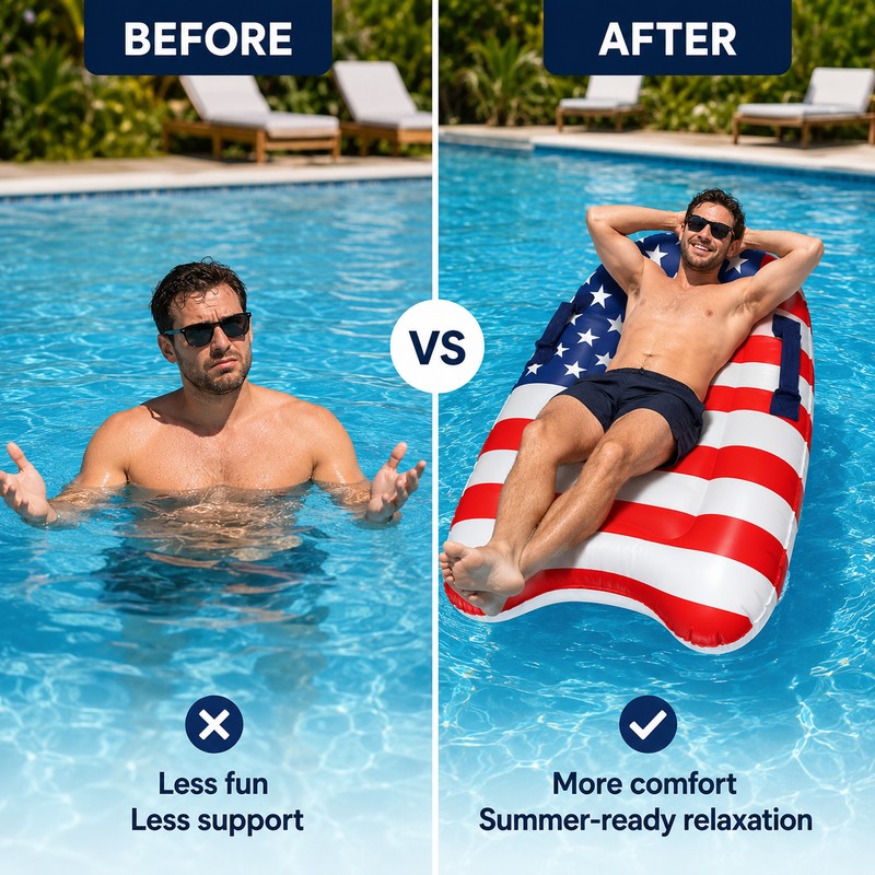 Inflatable Pool Float Raft for Summer Swimming – Patriotic Flag