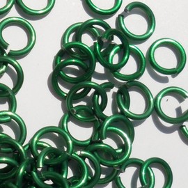 Green Anodized Aluminum Jump Rings 150 1/4 16g Saw Cut