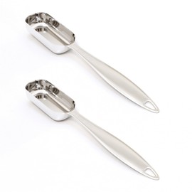BERYLER 2PCS 1 Tablespoon(15 mL | 3 Teaspoon | 1/16 Cup | 1/2 Oz.) Single Measuring Spoon, Stainless Steel Rectangular Individual Measuring Spoons, Long Handle Measuring Spoons Only