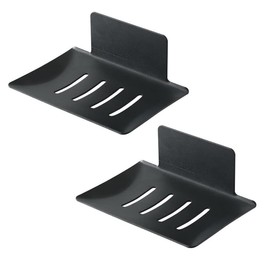 KAIAIWLUO Soap Holder Made of Stainless Steel, 2 Pieces Soap Dish Soap Holder No Drilling Suction Cup Soap Dish Solid Soap Dish for Bathroom Kitchen Shower Sink Black, black