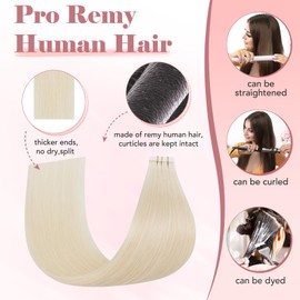 16 Inch SEGO 10 PCS Tape in Hair Extensions Human Hair Thin Type 1g/pcs [#60 Platinum Blonde] 100% Real Natural Remy Hair Skin Weft Extension (15g)