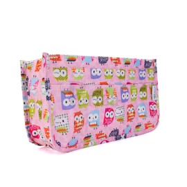 Periea - Handbag Organiser with Owl Print Design, 15 Compartments - Zena (Pink)