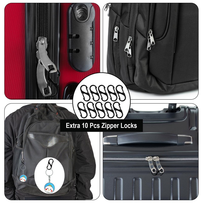 5pcs TSA Approved Luggage Locks with 10pcs Zipper Locks, Zinc