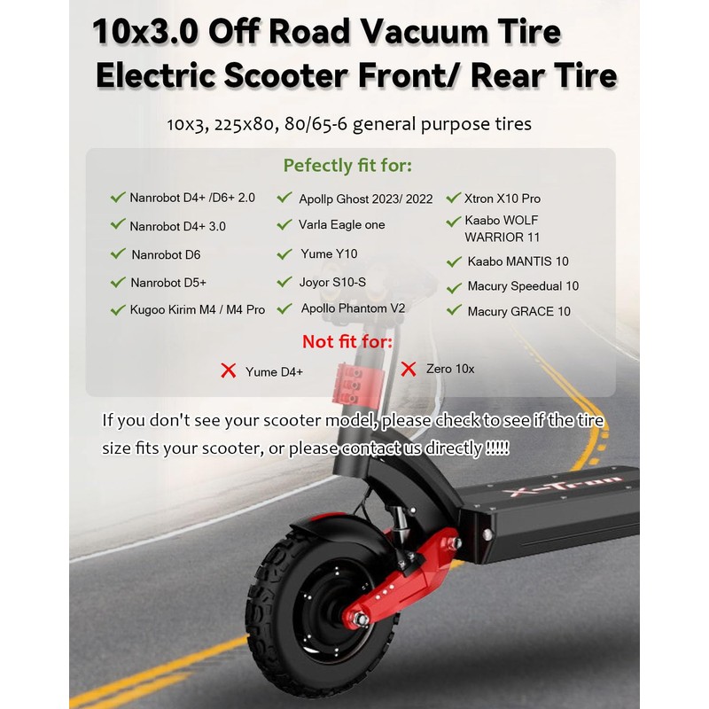 GLDYTIMES 10x3 255x80 80/65-6 Off-road Vacuum Tire Rubber Outer Tire