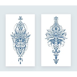 2 Blätter Temporäres Lotusblumen Tattoo Blumen Semi-Permanentes Tattoo GZ502 503