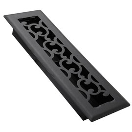 SANYCASA 2x10 Inches Air Floor Vents Register Ease Adjust Air Flow Savannah Design-Heavy Duty Walkable Steel Decorative Vent Covers for Home Floor - Matte Black Floor Vent Covers