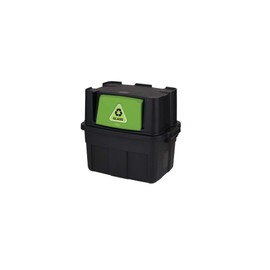 Rubbermaid Recycling Bin with Swing Lid, 14-Gallon, Black Stackable Lid for Glass/Plastic/Paper in Garage/Office/Restaurant