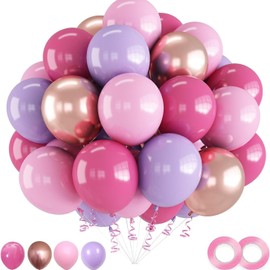 Tourima Latex Balloons Set, 12 Inches, Pack of 30, Pink, Purple and Rose Gold, Pink Balloons Baby Pink Latex Balloons for Birthday, Wedding, Baby Shower, Party Decoration