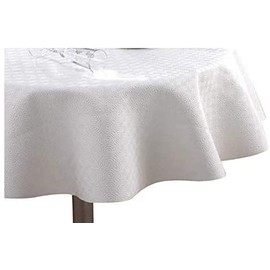 KGS Bulgomme Thick Table Cover - Round Tablecloth 135 cm - White