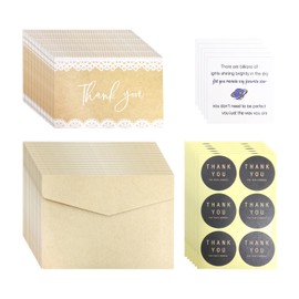 30 Pieces of Greeting Cards, 30 Pieces of Envelopes, 30 Pieces of Round Stickers and 5 Pieces of Blessing Cards, Can Be Used for Weddings, Graduations, Parties, Etc.