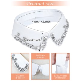Giegxin 6 Pieces Rhinestones Half Shirt Blouse Dickey Collar Detachable Fake Collar for Women Outfits(White)
