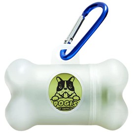 Pogi's Dog Poop Bag Dispenser with Metal Carabiner Clip - Includes 1 Dog Poop Bag Holder for Leashes & 15 Compostable Poop Bags for Dogs