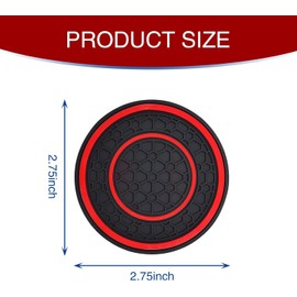 2PCS red car cup holder coaster - non-slip shockproof plastic mats - insulated and universal car cup holder insert, fits most cars, SUVs, and trucks