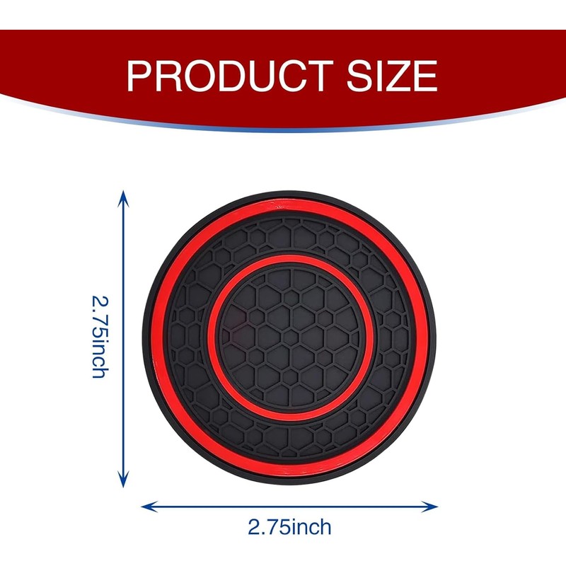2PCS red car cup holder coaster - non-slip shockproof plastic