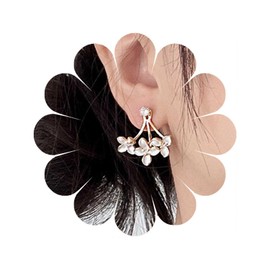 Crymystal Bohemian Flower Crystal Jacket Earrings Vintage Crystal Earrings White Flowers Earrings Gold Crystal Earrings Rhinestone Flowers Earrings Crystal Front Earrings Jewellery Women Gifts, Zinc