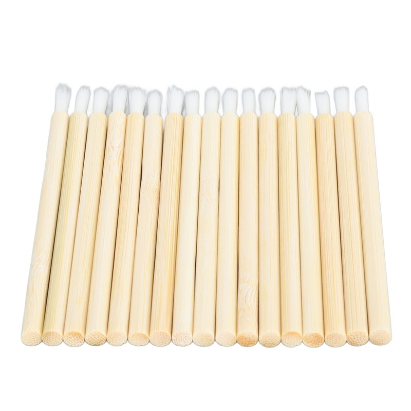 100pcs Disposable Lip Brush Nylon Fiber Bamboo Handle Lipstick Brush