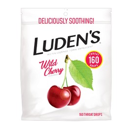 Luden's Sore Throat Drops, for Minor Sore Throat Relief, Wild Cherry, 160 Count