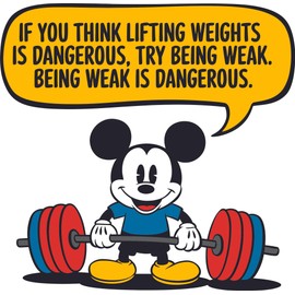 Lifting Weights Mouse Cartoon Character Positive Motivation Inspiration Quotes Saying Wall Art Sticker Designs Vinyl Stickers for Home House Walls Rooms Window Bedroom Decoration Size (28x28 inch)