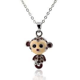 Mayfer Cadena con dije de mono - changuito decorado con finos cristales austriacos - Color café