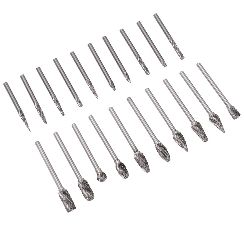 20Pcs Tungsten Carbide Carving Bits Double Cut Rotary Burr Set