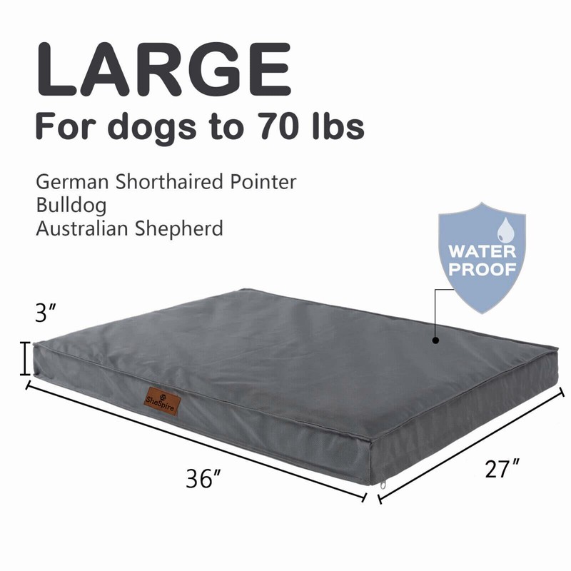 SheSpire Gray Orthopedic Memory Foam Dog Bed Soft Pet Mattress