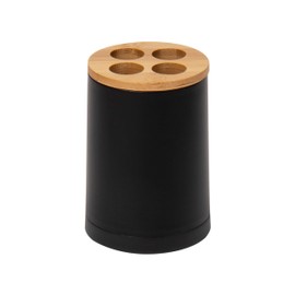 Maison Sucasa Toothbrush Holder for Bathroom, Countertop, Bathroom Accessory, Plastic and Rayon from Bamboo, Black