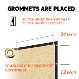 Shade SPEARE Square Shade Cloth 13' x 24' Brown 90% UV Protective Shade Cloth, Patio Pergola Cover Outdoor Awning Shade Cover with Grommet, Water Permeable and Breathable, We Can Customize Sizes