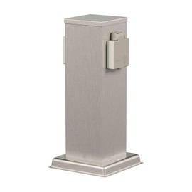 ledscom.de ledscom.de Garten Steckdosens?ule Polly f1r au?en, IP44, 2-Fach, Edelstahl, Edelstahl, eckig, 27 cm
