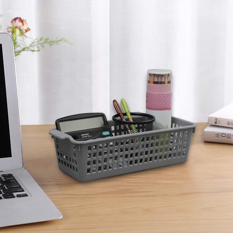 Annkky 4-pack Plastic Storage Baskets, Slim Storage Baskets with Handle