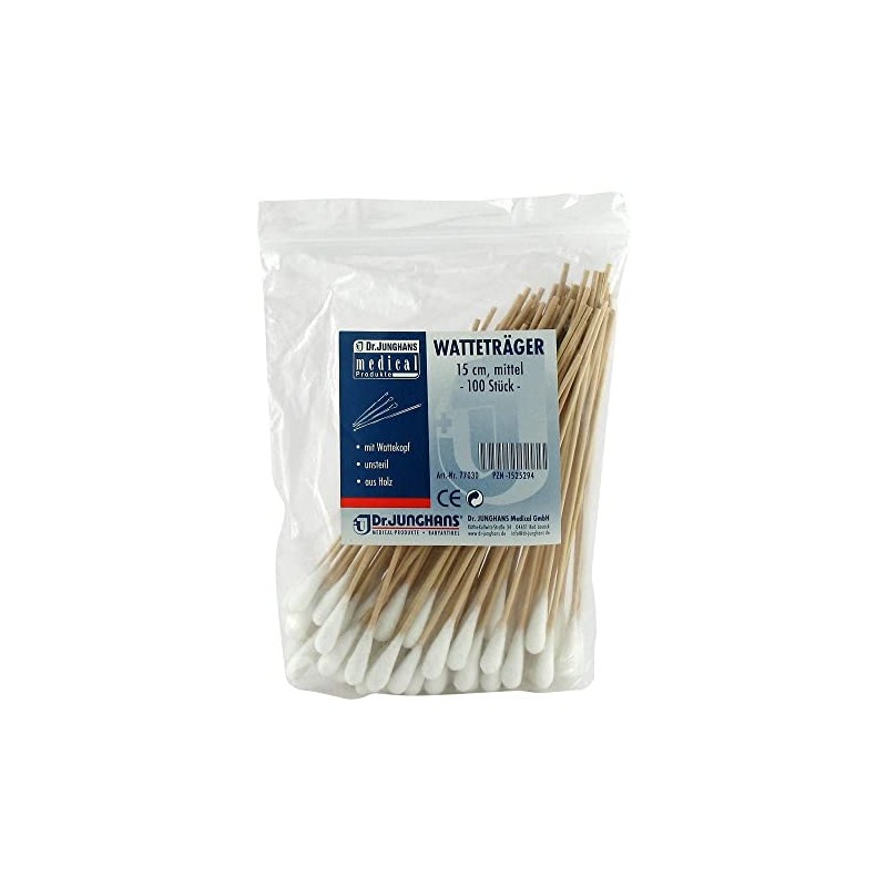 Wooden Cotton Buds 15 cm Medium Head Pack of 100