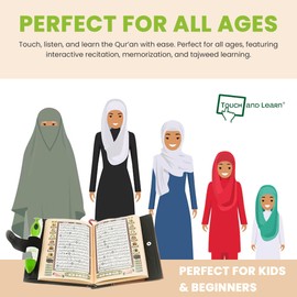 Digital Quran with Pen Reader with headphones (Wired) & Type-C Charging Cable - Word by Word Quran Speaker for Kids, Leather Cover - Electronic Quran with Pen - Ramadan Gift - 8x10 Size - Quran in Arabic