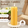 Pure Beeswax Pillar Candles,3 Pack Hand-Rolled Natural Beeswax Candles(1.77x3in,2x4in,2x6in) 60