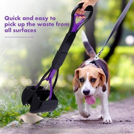 Portable Pet Pooper Scooper for Dogs and Cats, Foldable Dog Poop Scooper for Grass with Long Handle, High Strength Material and Professional Ergonomic Design, Foldable Dog Poop Waste Pick Up Rake