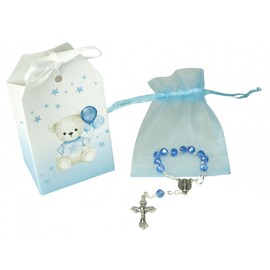 LivuX Christening / Bear Rosary Gift Set - Christening Gift with Teddy Bear and Ten Rosary - Lovingly Designed, Stone