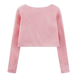 Bolerose Girls' Long Sleeve Velvet Children's Jumper Bolero Jacket Shrug, Pale Pink