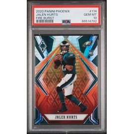 Graded 2020 Panini Phoenix Jalen Hurts #114 Fire Burst Rookie RC Football Card PSA 10 Gem Mint