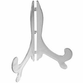 Clear Plastic Folding Easel Stand – Small Plate or Photo Display Holder for Pictures, Menus, Cards and Albums (Fits 3 to 6 Inch, Pack of 1)
