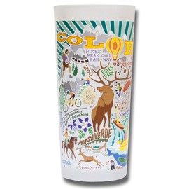 Catstudio Drinking Glass, Summer Colorado Frosted Glass Cup for Kitchen, Bar Glass Drinking Glasses, Everyday Drinking Cup or Cocktail Glass, 15oz Dishwasher Safe Glass Tumbler, Great Outdoors